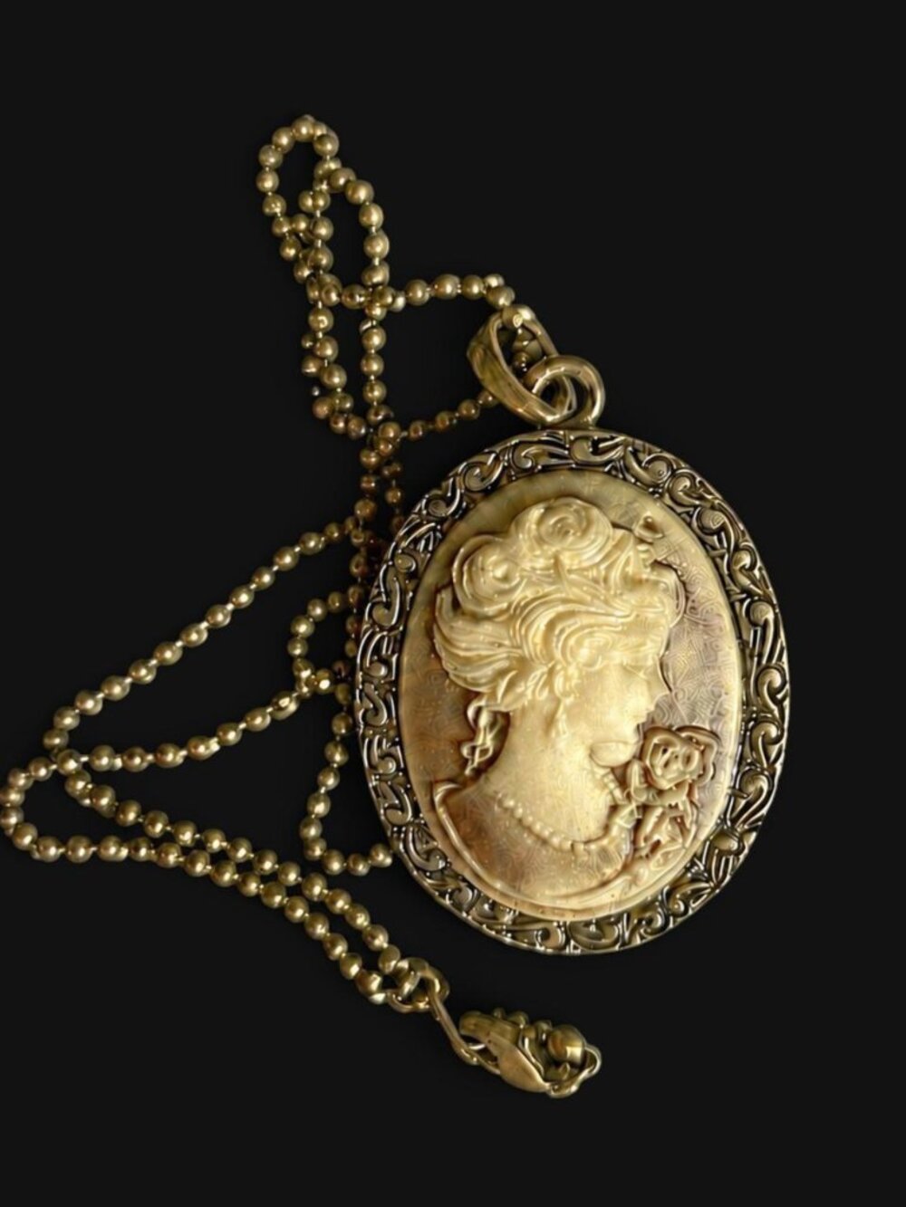 vintage gothic brown bronze cameo whimsigoth necklace victorian halloween fall